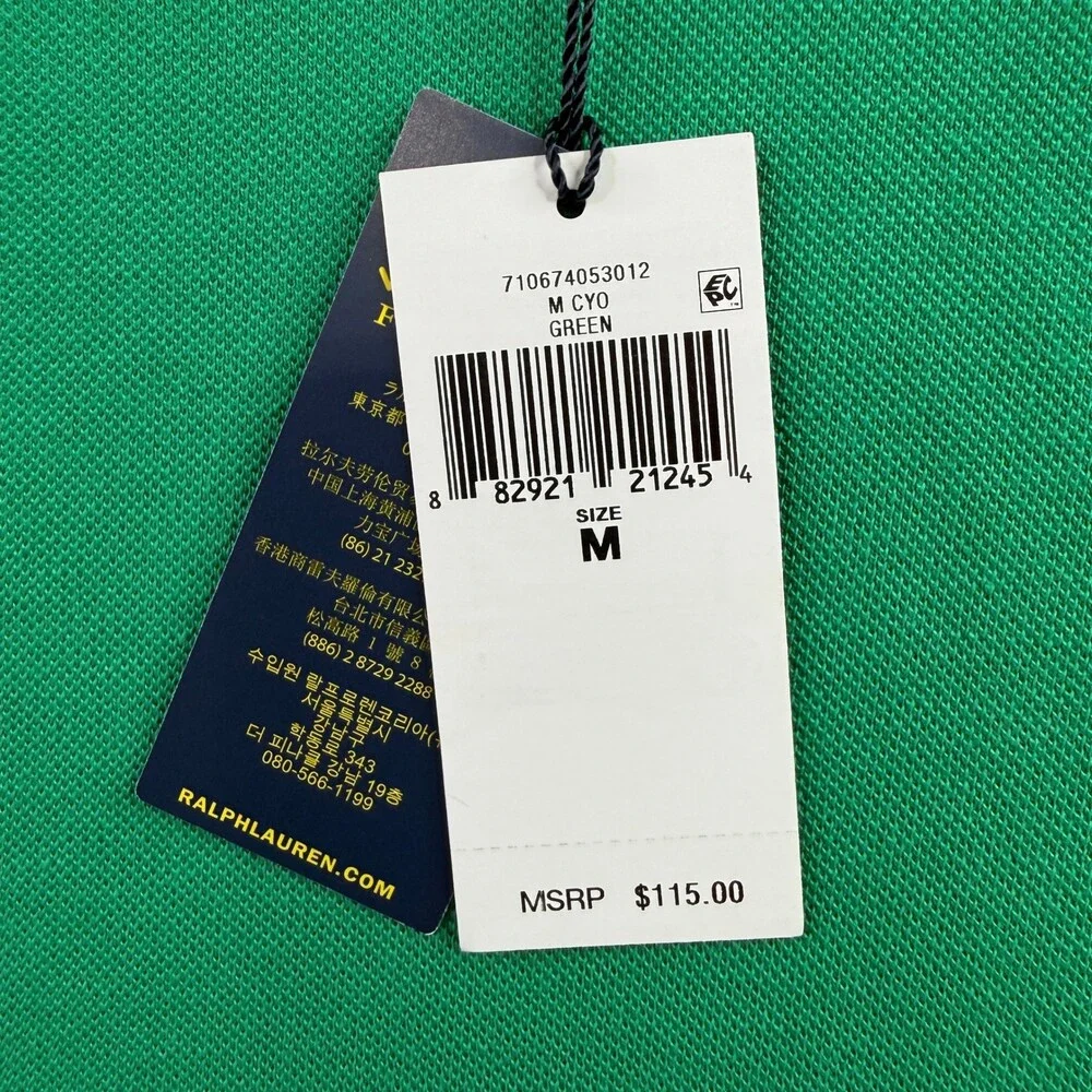 Polo Ralph Lauren Mens Classic Fit Green Short Sleeve Polo Shirt NWT Size M